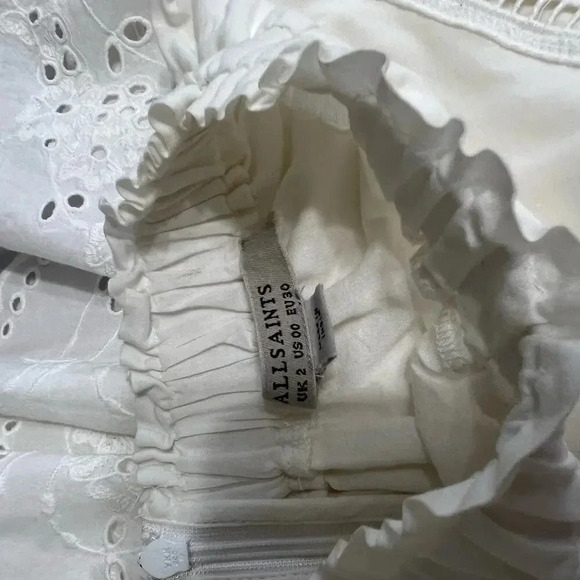 Allsaints Aislyn Broiderie Eyelet White Dress Trendy Size 00 - Picture 12 of 16